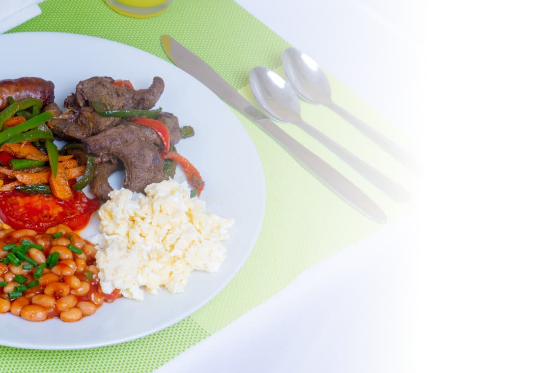 A warm evening meal from the lodge kitchen.