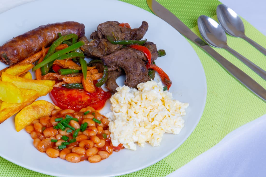 A home-cooked meal plated and ready to serve.